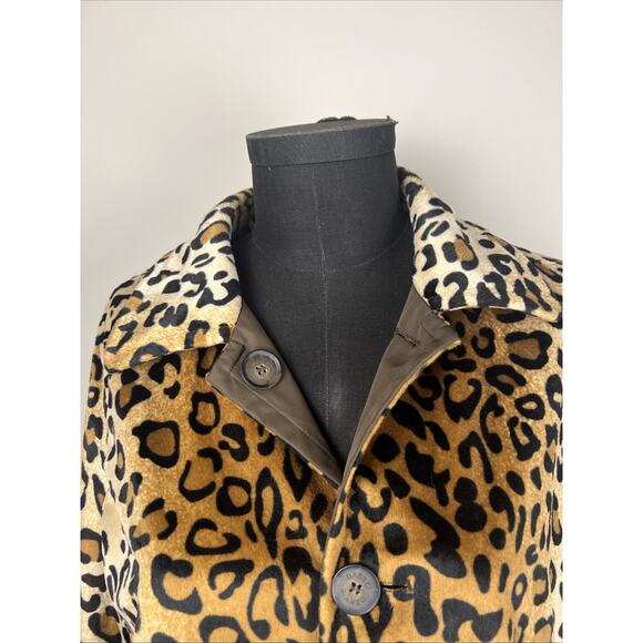 Dennis Basso Rain Jacket Brown S Leopard Print Reversible Large Women’s Coat - Picture 2 of 13